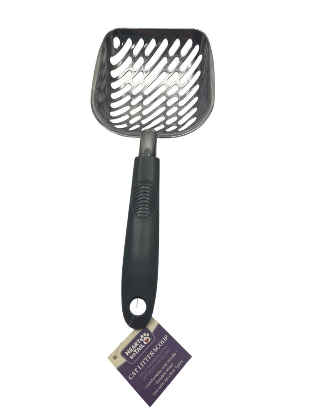 Heart To Tail Cat Litter Scoop Metal Gray Comfort Grip Handle 13n